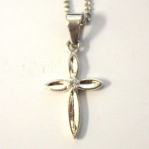 Sterling Silver Necklace w/ Cross Pendant